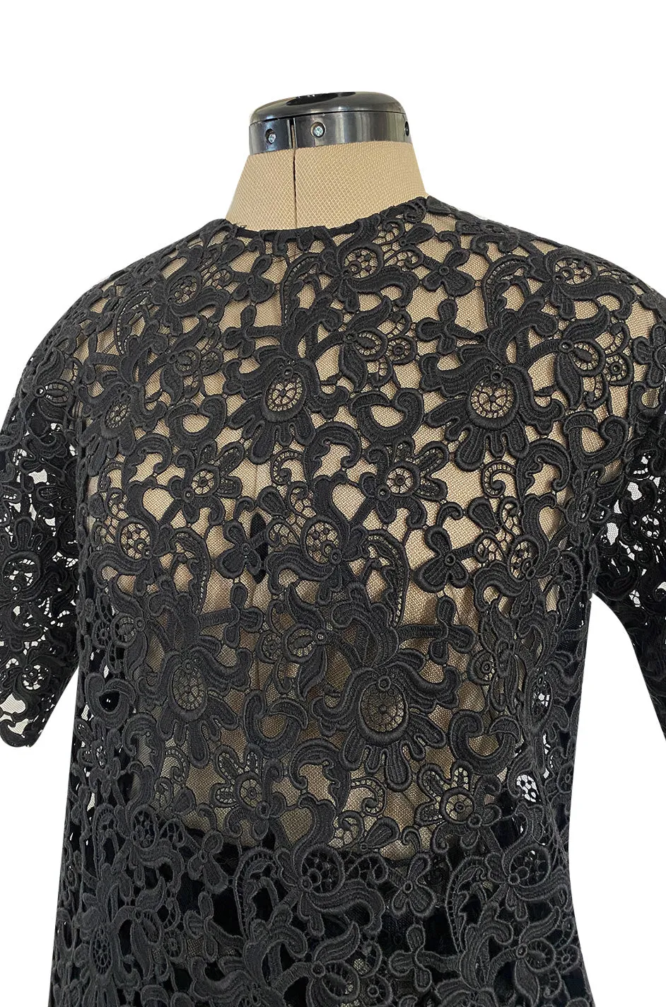 Resort 2015 Valentino Bold Black Lace Full Length Skirt w Matching Tunic / Mini Dress Set