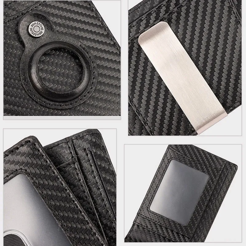Retro Cowhide Leather AirTag Wallet Bifold RFID Blocking Card Holder