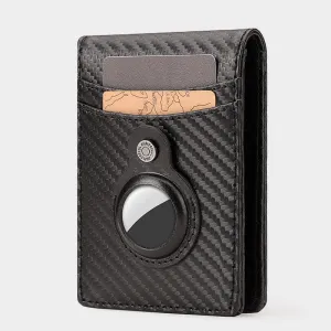 Retro Cowhide Leather AirTag Wallet Bifold RFID Blocking Card Holder