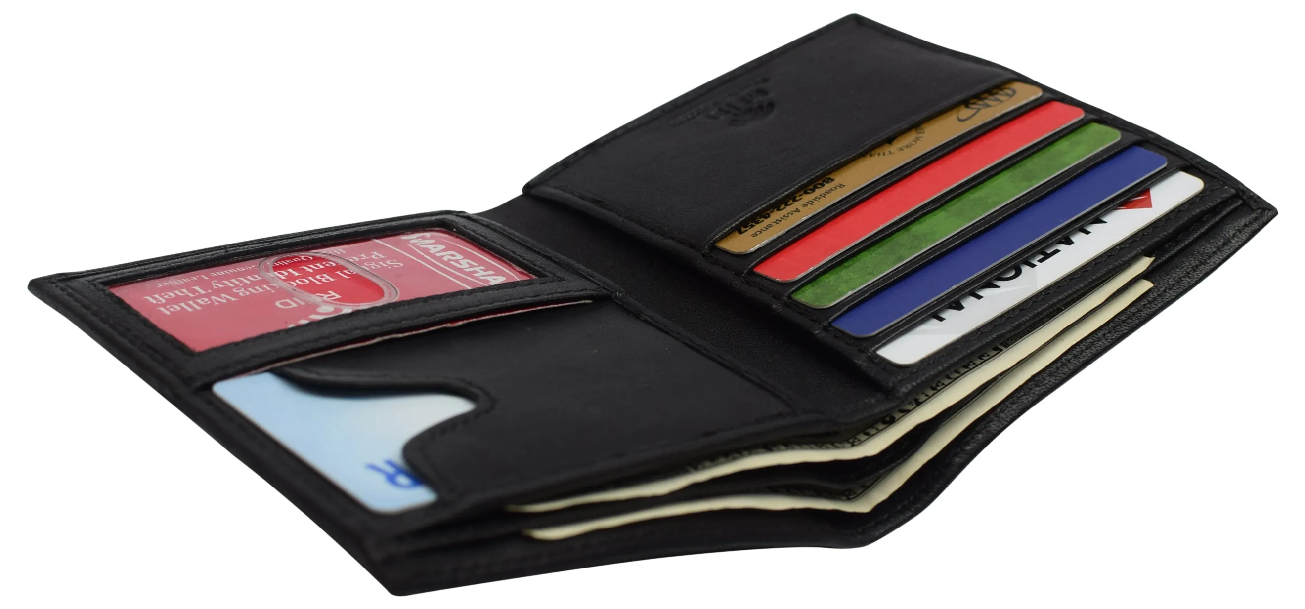 RFID Blocking Genuine Leather Large Hipster Bifold Credit Card ID Men's Wallet