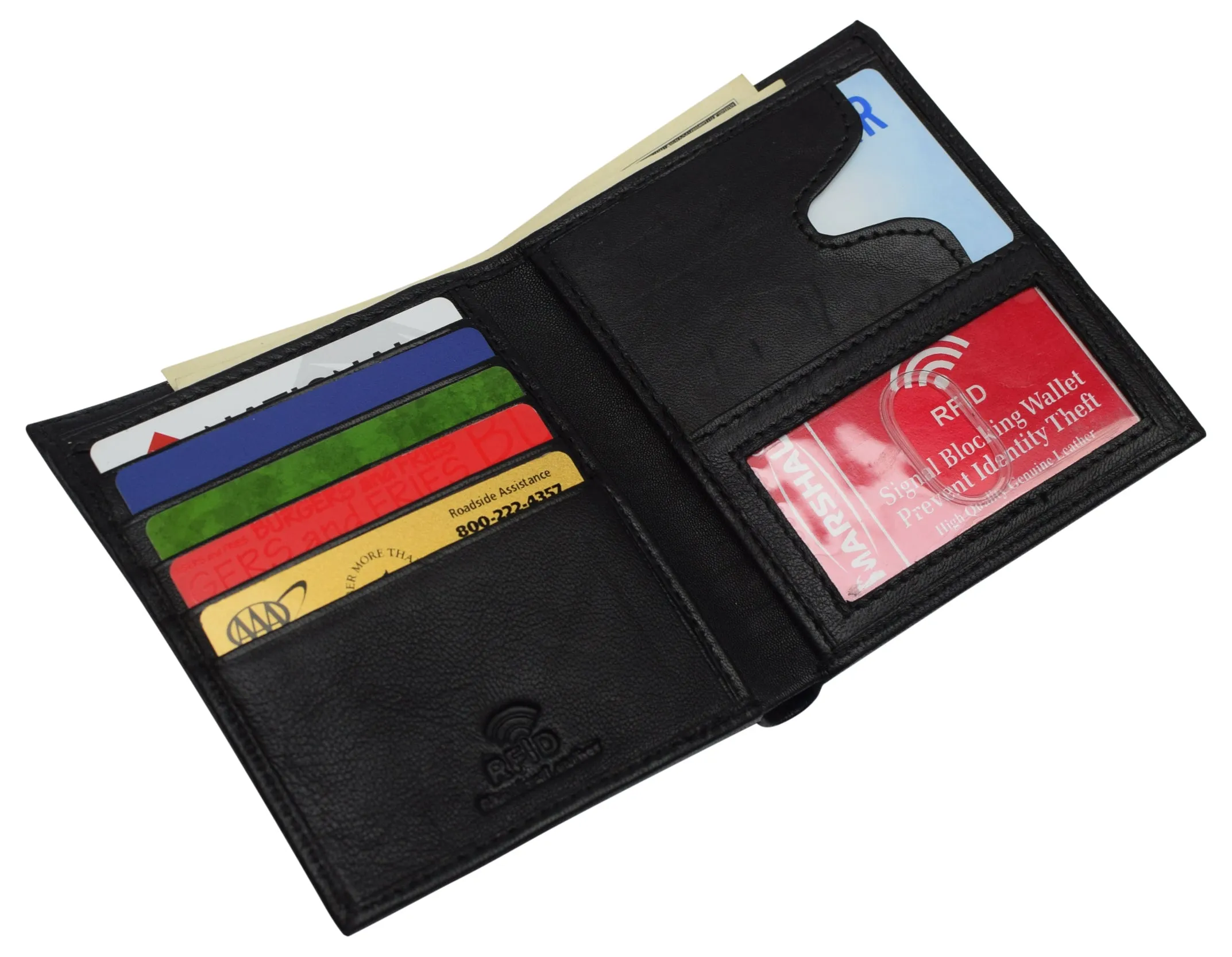 RFID Blocking Genuine Leather Large Hipster Bifold Credit Card ID Men's Wallet