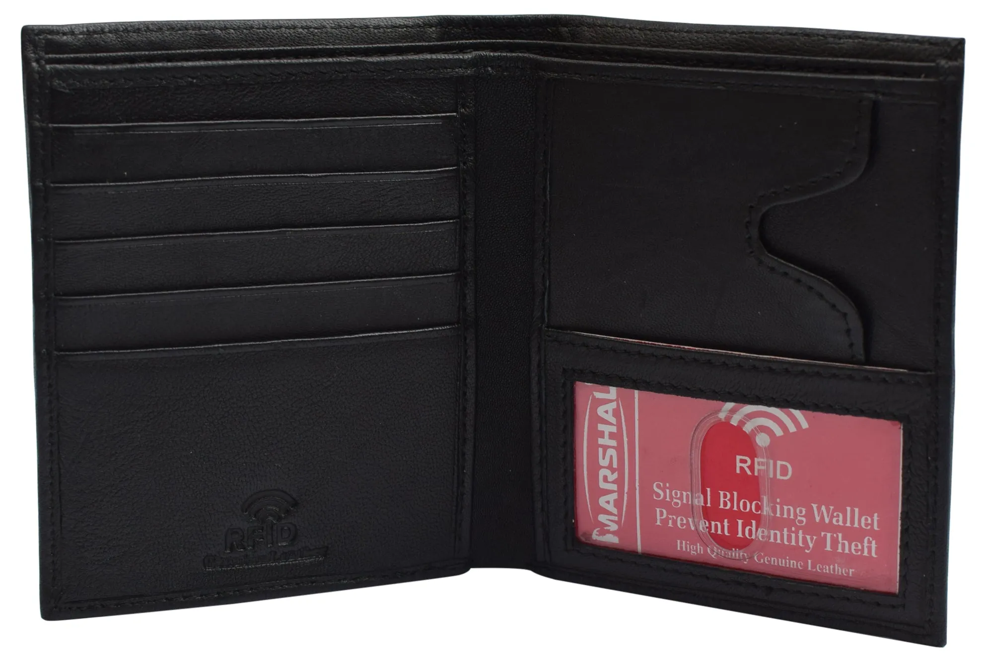 RFID Blocking Genuine Leather Large Hipster Bifold Credit Card ID Men's Wallet