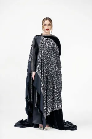 RMDHC2406 Luxurious Noir Velvet Haute Couture Abaya