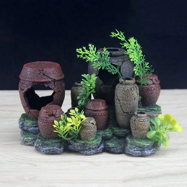 RQ1812 Broken Pot Aquarium Decoration 19.5x10.5x12cm