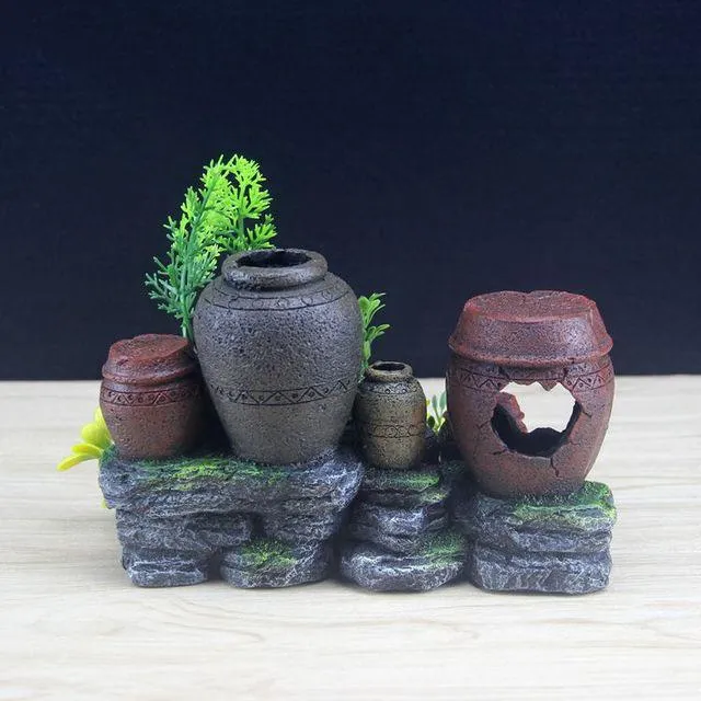 RQ1812 Broken Pot Aquarium Decoration 19.5x10.5x12cm