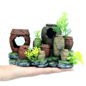 RQ1812 Broken Pot Aquarium Decoration 19.5x10.5x12cm