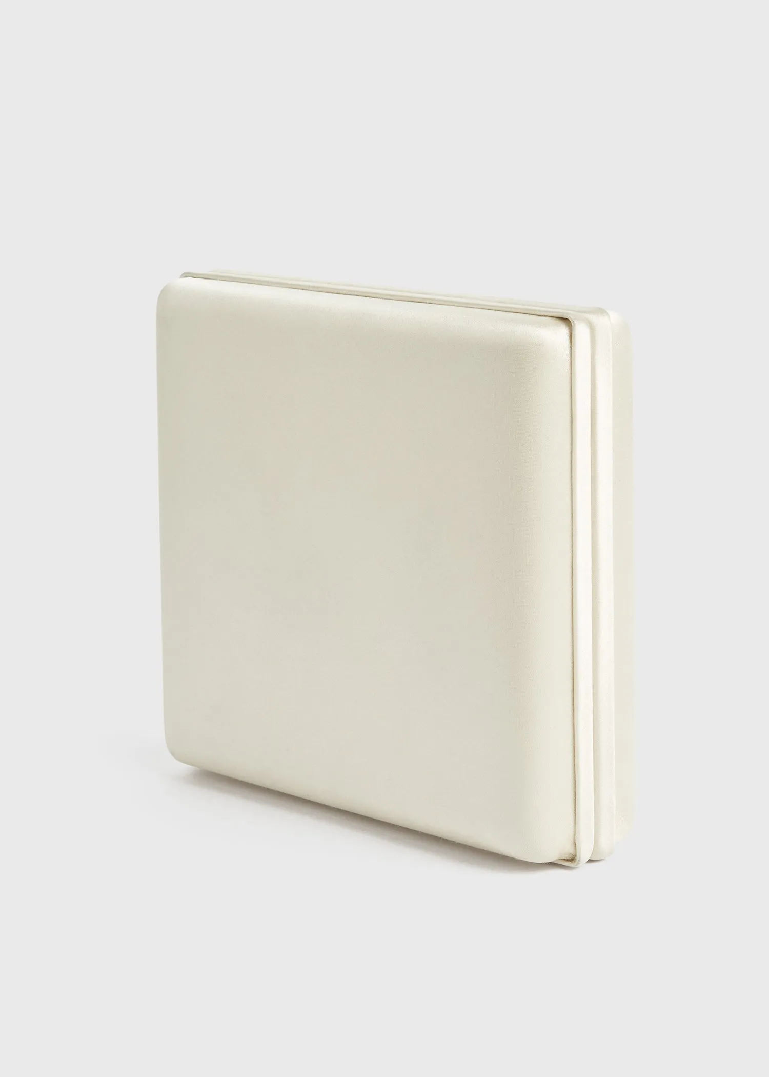 Satin box clutch ecru