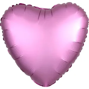 Satin Heart Balloon - Flamingo Pink