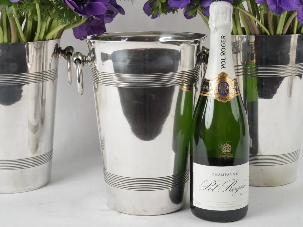 Set of 3 19th-century French tall silver plate Champagne buckets 10¼"