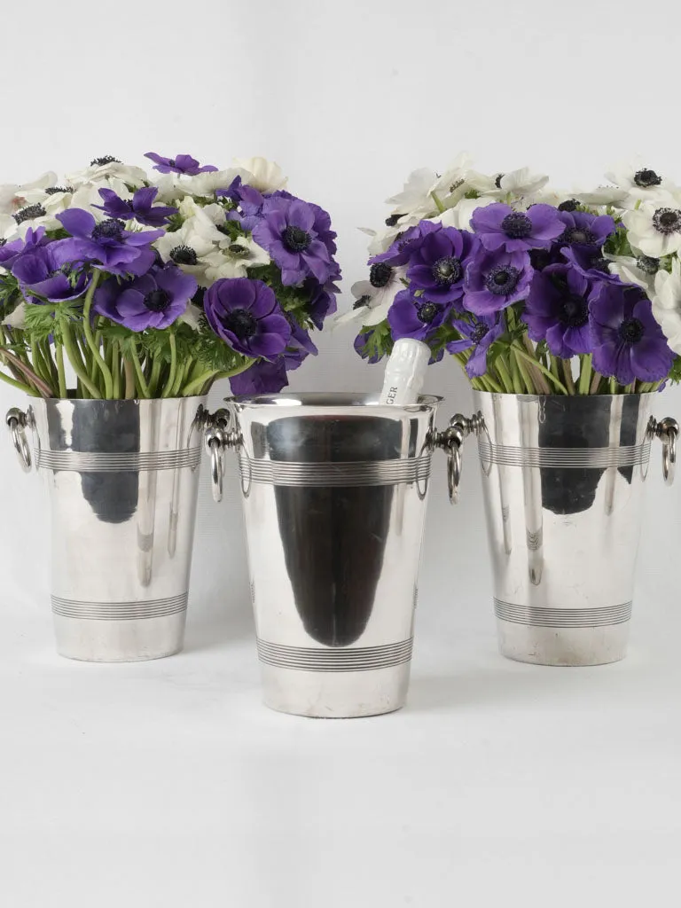Set of 3 19th-century French tall silver plate Champagne buckets 10¼"