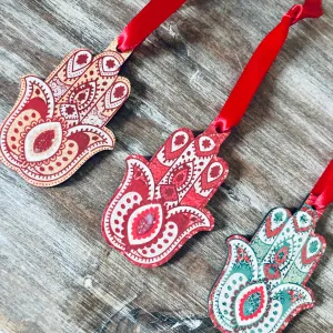 Set of 3 Hamsa Wooden Decoration