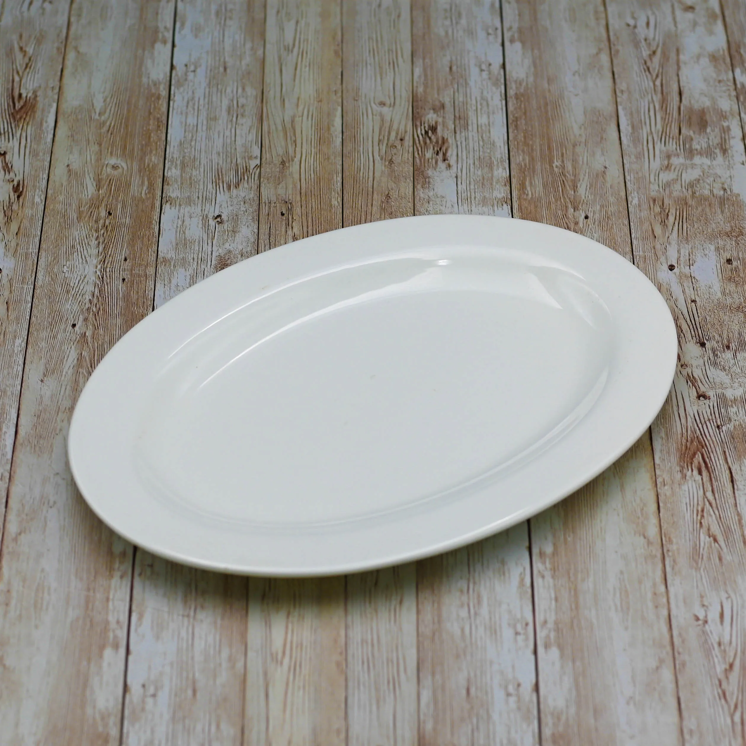 Set Of 3 Professional Rolled Rim White Oval Plate / Platter 16" inch |