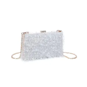 Shoshanna Ivory Fringe Evening Bag