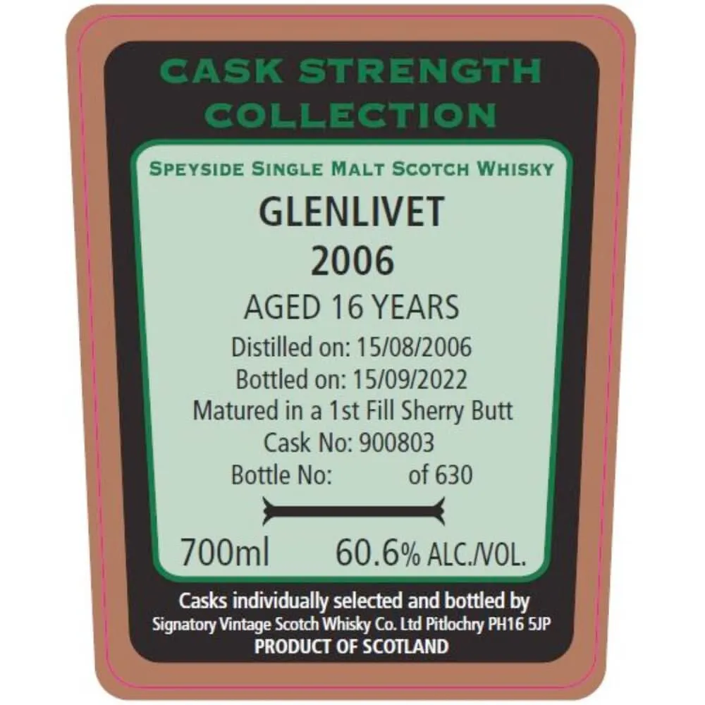 Signatory Vintage 2006 Glenlivet 16 Year Old