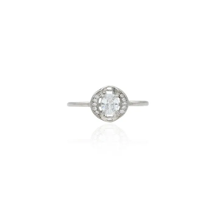 Silver Luxurious Modern Shiny Stone Ring