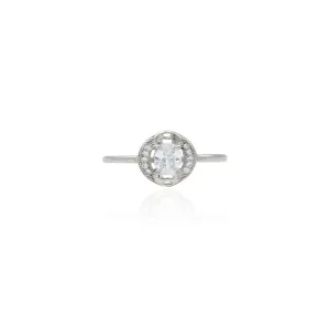 Silver Luxurious Modern Shiny Stone Ring