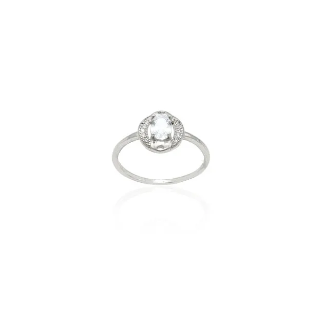 Silver Luxurious Modern Shiny Stone Ring