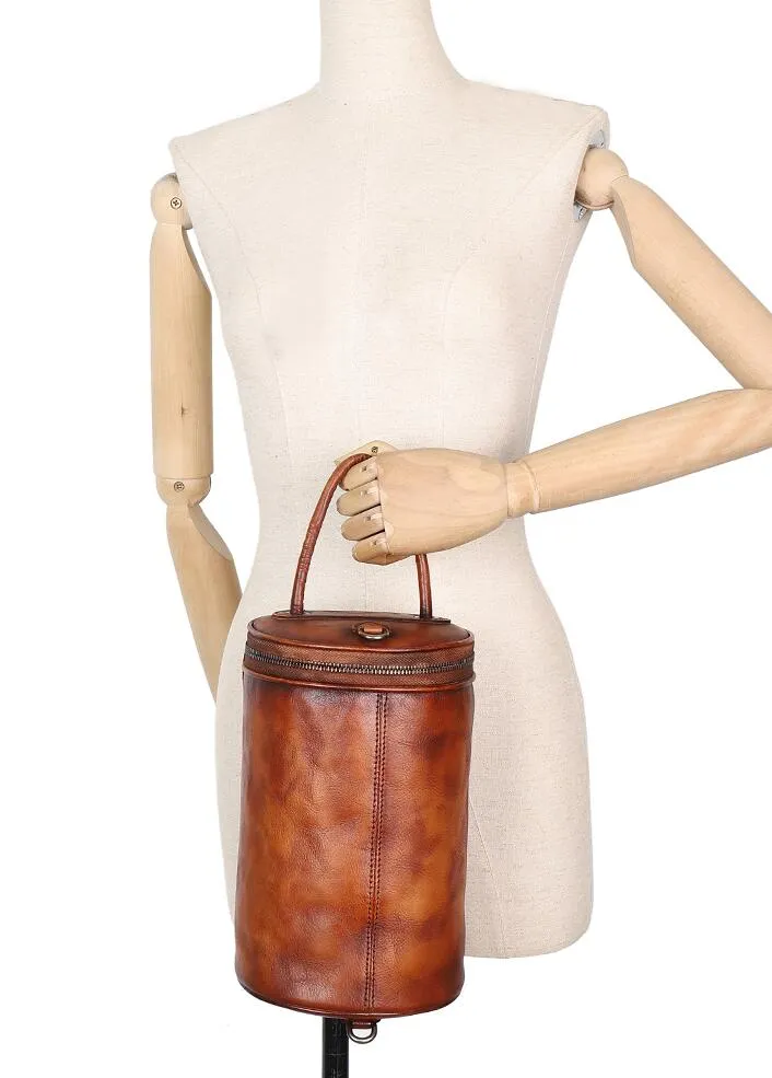 Small Womens Leather Crossbody Bucket Bag Handbags For Women