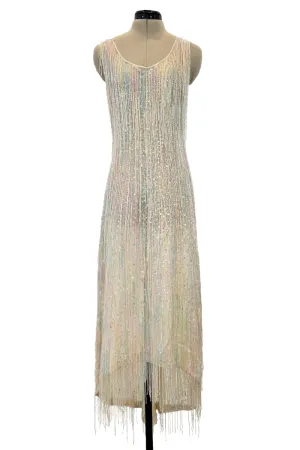 Spectacular Halston Resort 1982 Beaded Fringe Dress