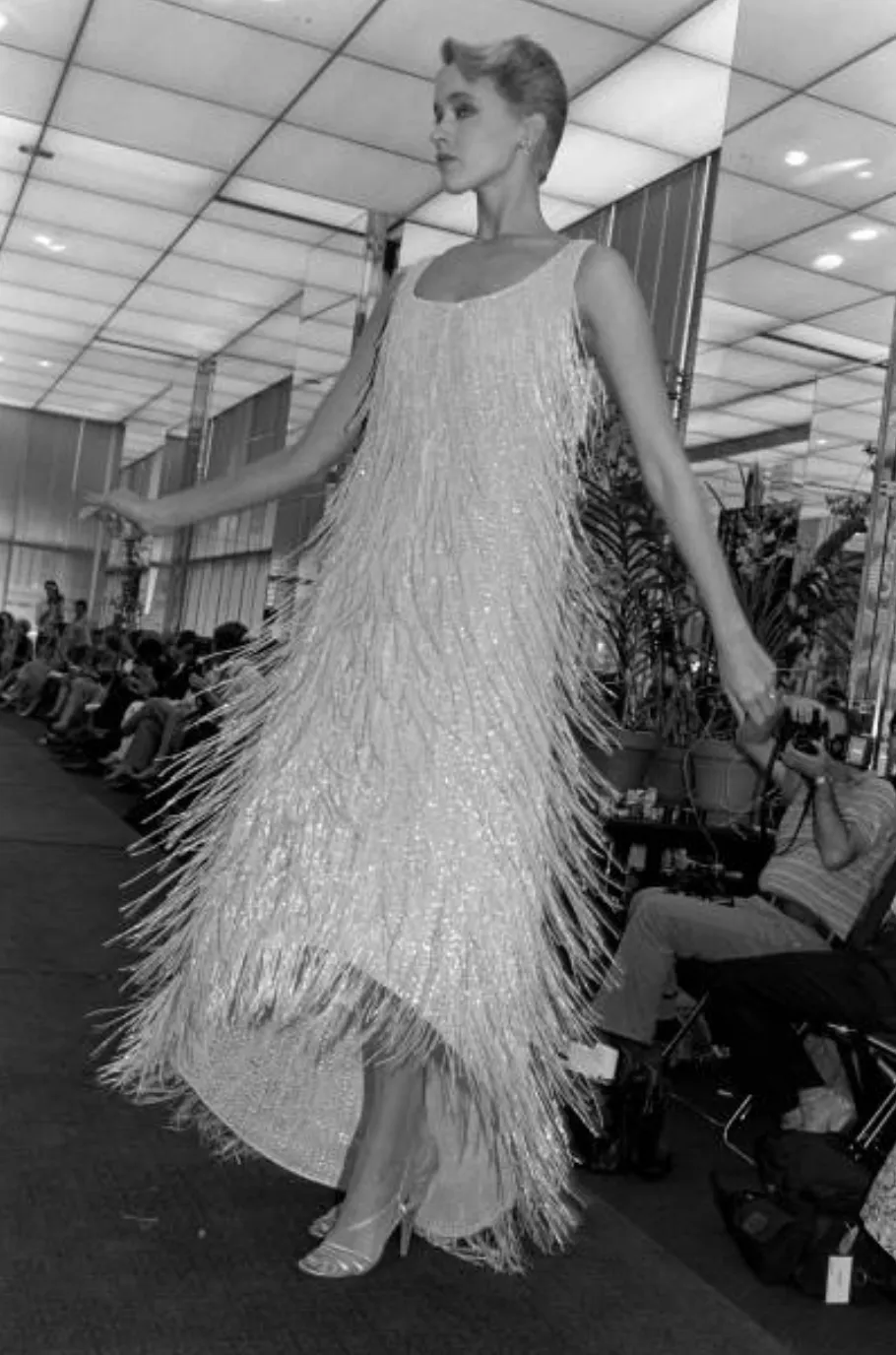 Spectacular Halston Resort 1982 Beaded Fringe Dress