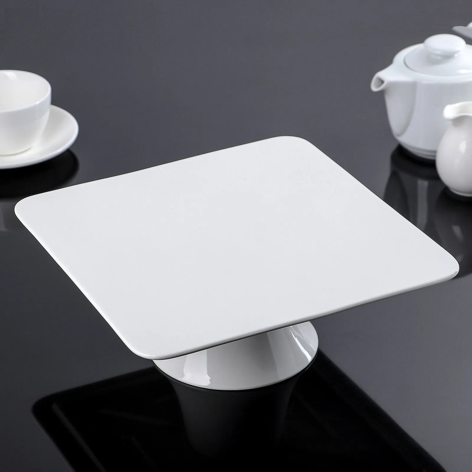Square White Cake Stand 12" inch X 12" inch X 3.5" inch | In Colour Box