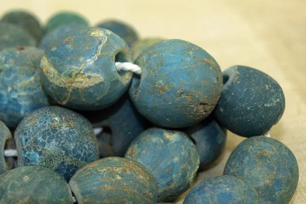 Strand of Rare, ancient Teal Majapahit Beads