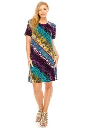 Stretchy Missy Dress Short Sleeve Print-7004BN-SRP1-W182