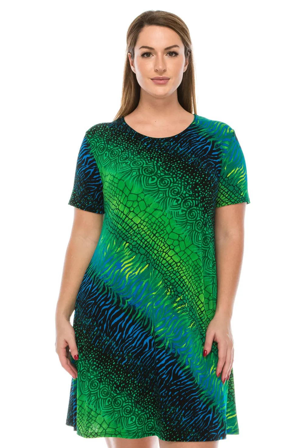 Stretchy Missy Dress Short Sleeve Print-7004BN-SRP1-W182