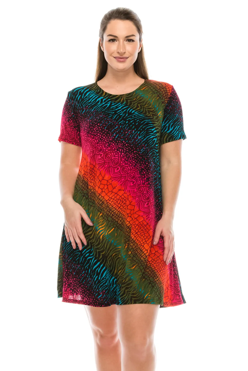 Stretchy Missy Dress Short Sleeve Print-7004BN-SRP1-W182