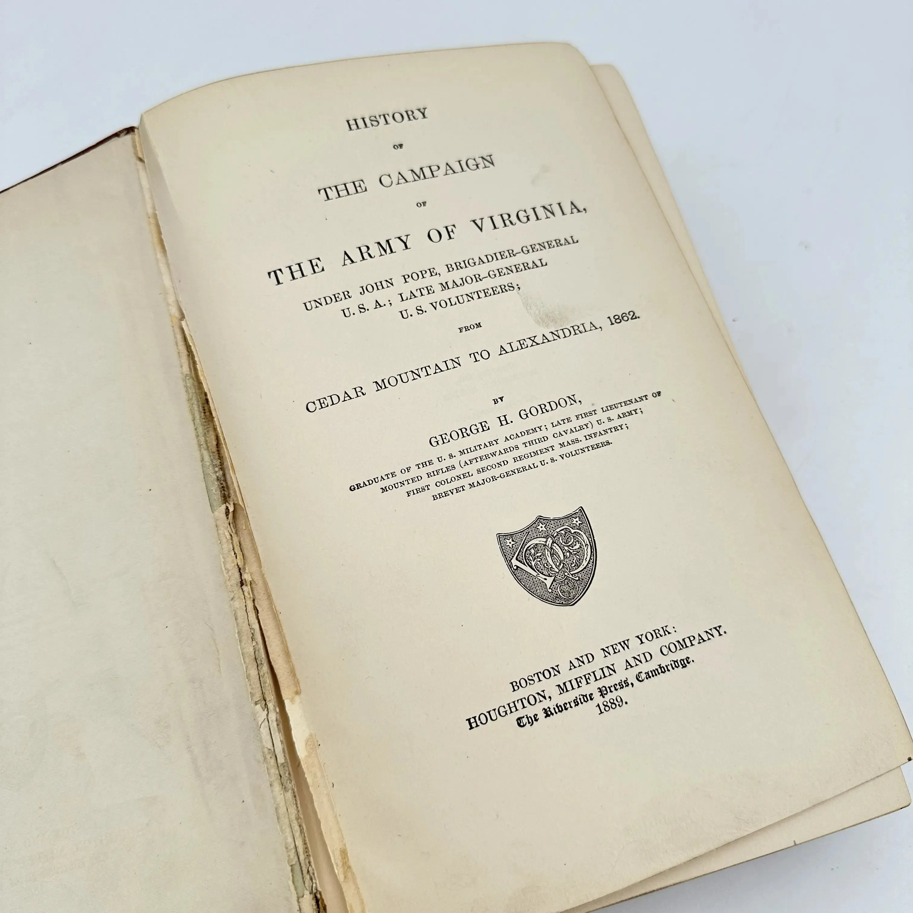 “The Army of Virginia: From Cedar Mountain to Alexandria" by George H. Gordon