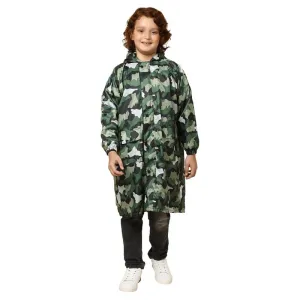 THE CLOWNFISH Felix Series Kids Waterproof PVC Longcoat with Adjustable Hood & Extra Space for Backpack/Schoolbag Holding. Plastic Pouch. Kid Age-8-9 years (Size-33-Light Blue)