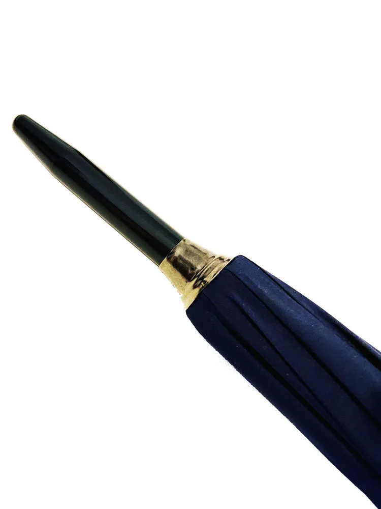The Cotton® Crook Wooden Handle  Umbrella- French Navy