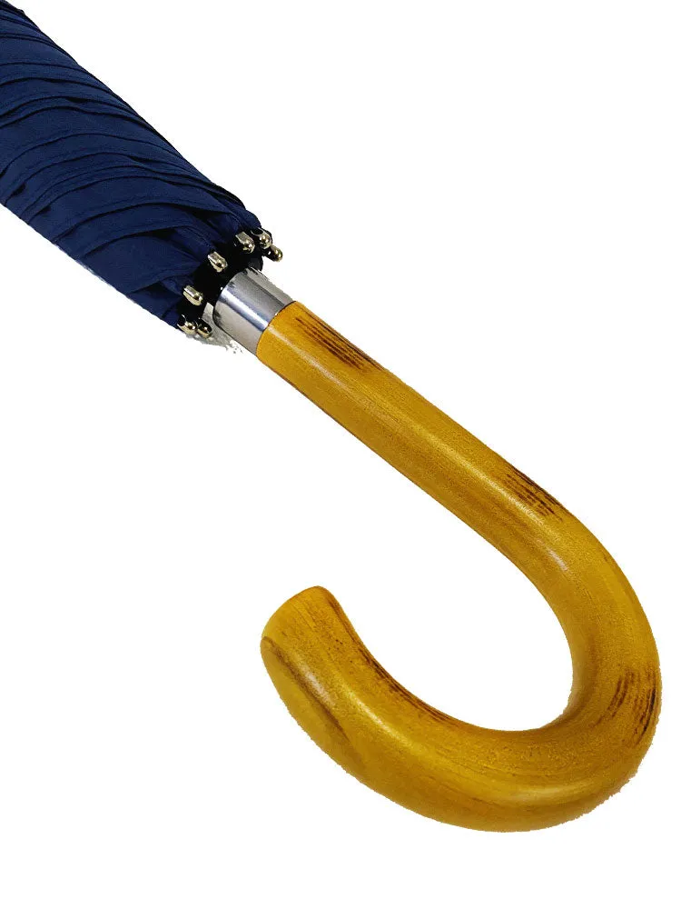 The Cotton® Crook Wooden Handle  Umbrella- French Navy
