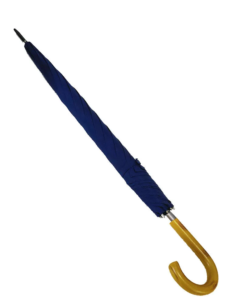 The Cotton® Crook Wooden Handle  Umbrella- French Navy