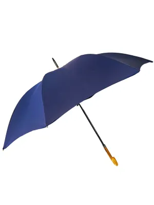 The Cotton® Crook Wooden Handle  Umbrella- French Navy