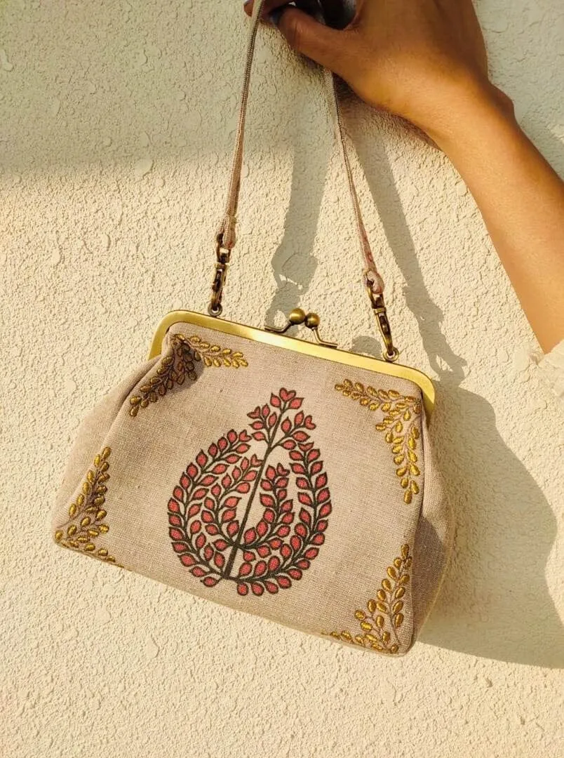 The iYURA Glow-Drop Bag – Embroidered Cross-body Sling and Evening Clutch
