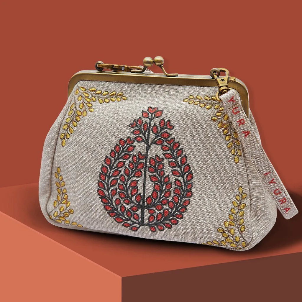 The iYURA Glow-Drop Bag – Embroidered Cross-body Sling and Evening Clutch