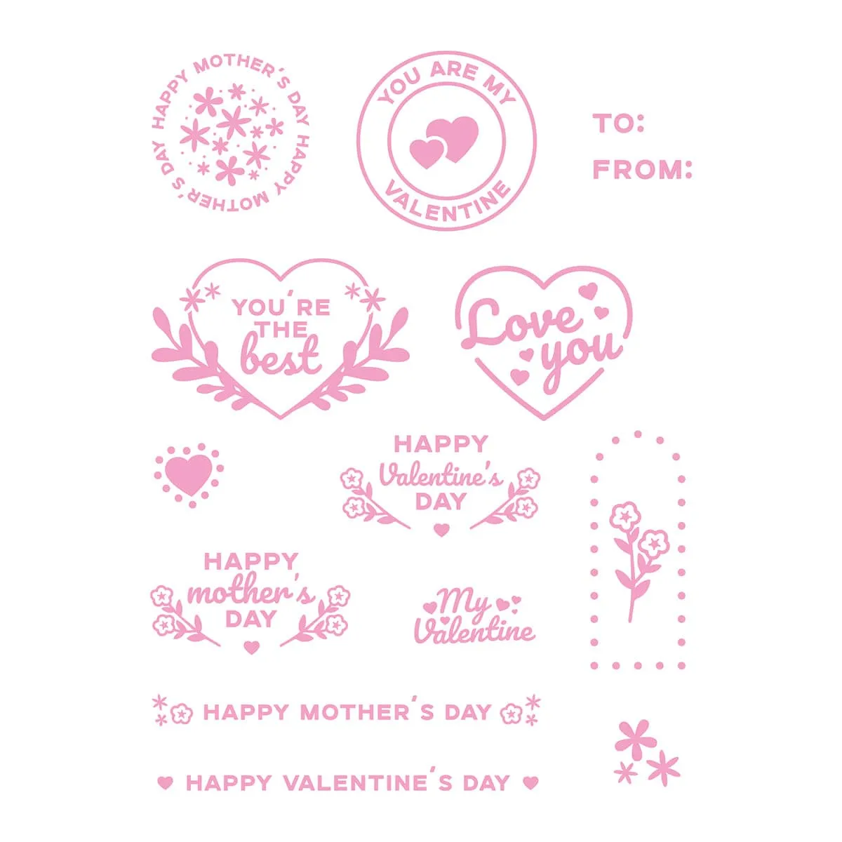 Tonic Studios Mother's Day & Valentine Day Tag Stamp Set - 5460e