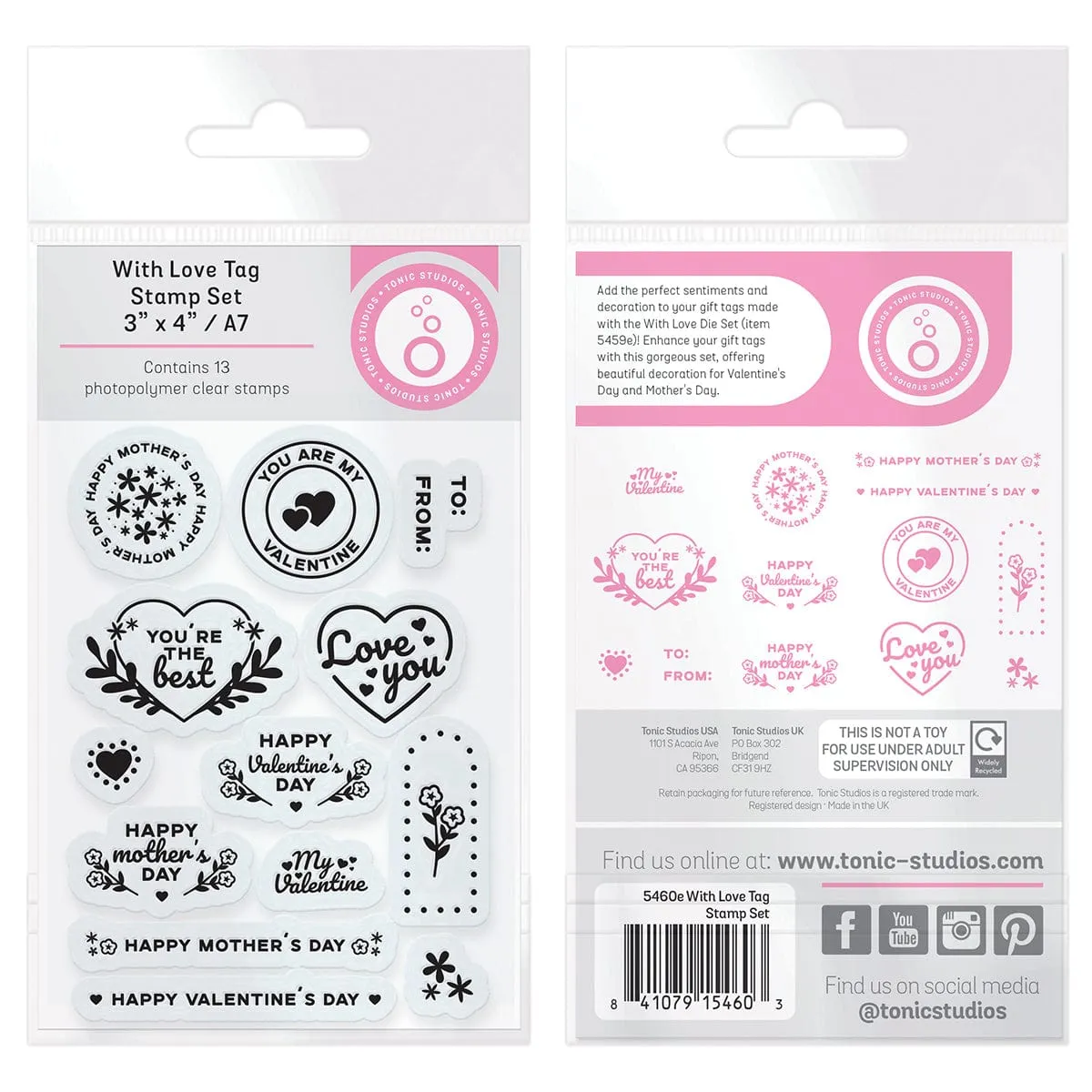 Tonic Studios Mother's Day & Valentine Day Tag Stamp Set - 5460e
