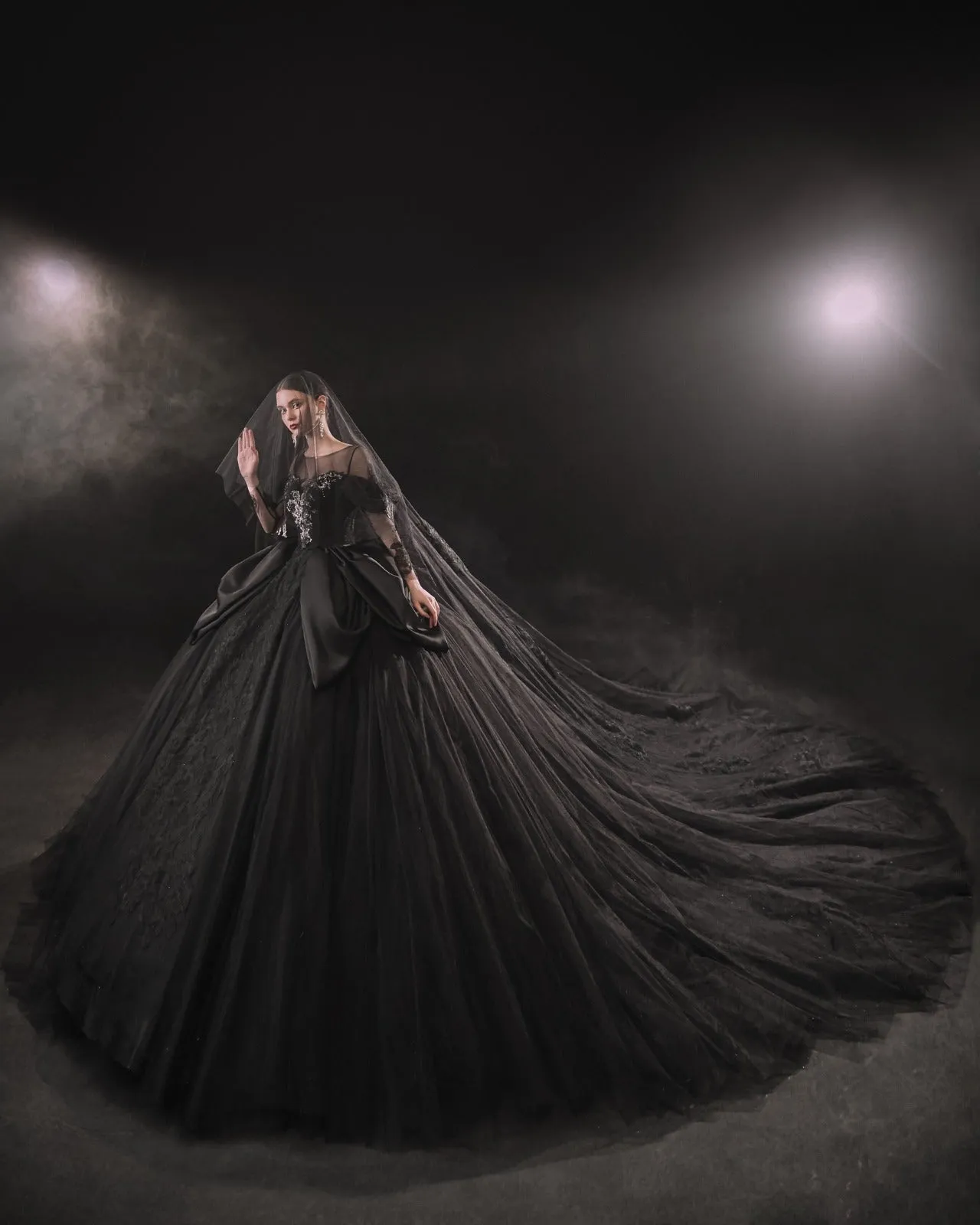 Trend4us Luxurious Black Evening Bridal Wedding Gown