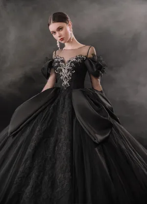 Trend4us Luxurious Black Evening Bridal Wedding Gown