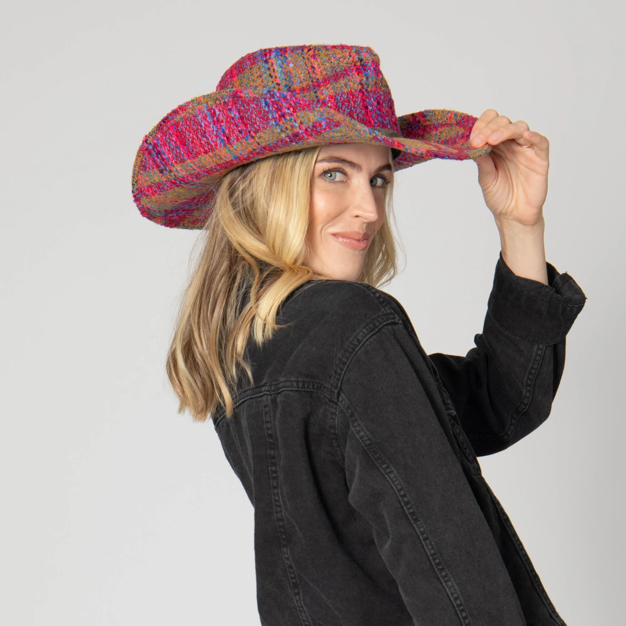 Two Step - Cut & Sew Multi Tweed Pinch Crown Cowboy Hat