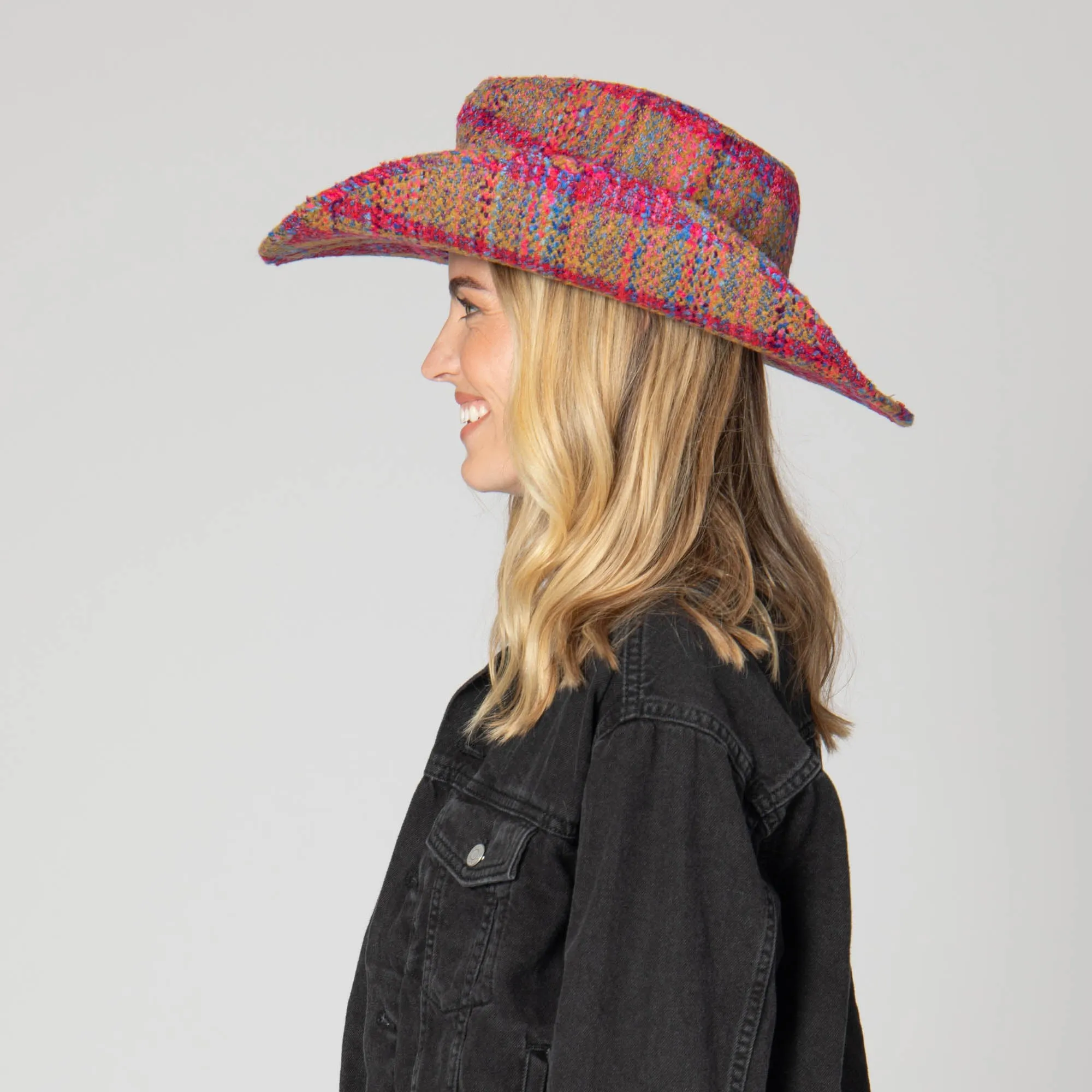 Two Step - Cut & Sew Multi Tweed Pinch Crown Cowboy Hat