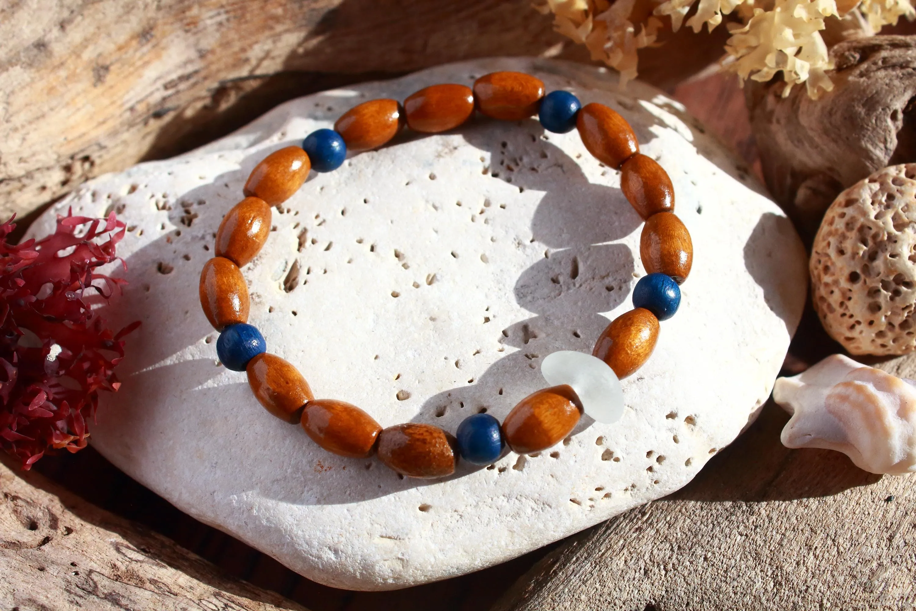 Unisex Wooden Beaded Surfer Bangle