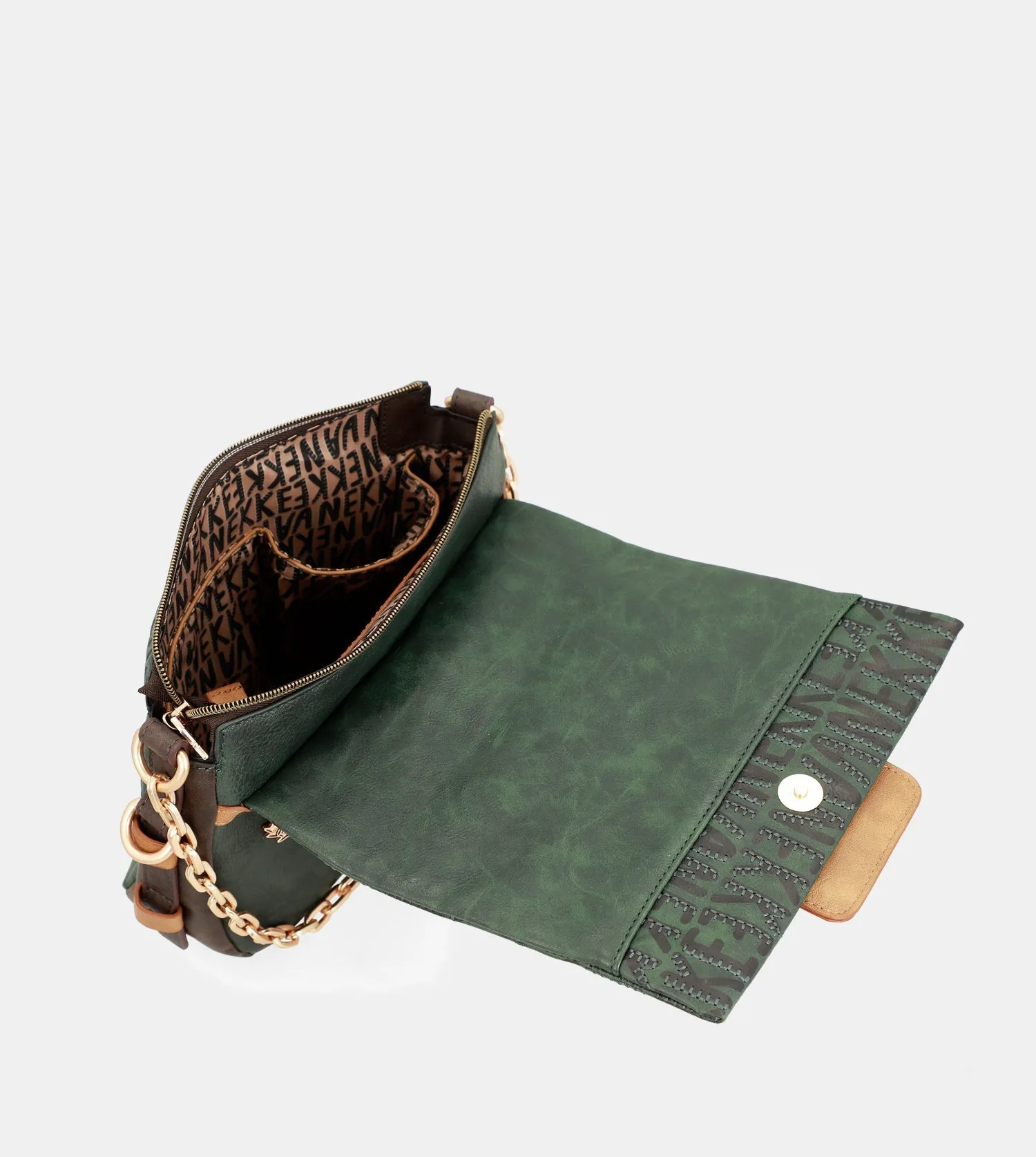 Urban green flap shoulder bag