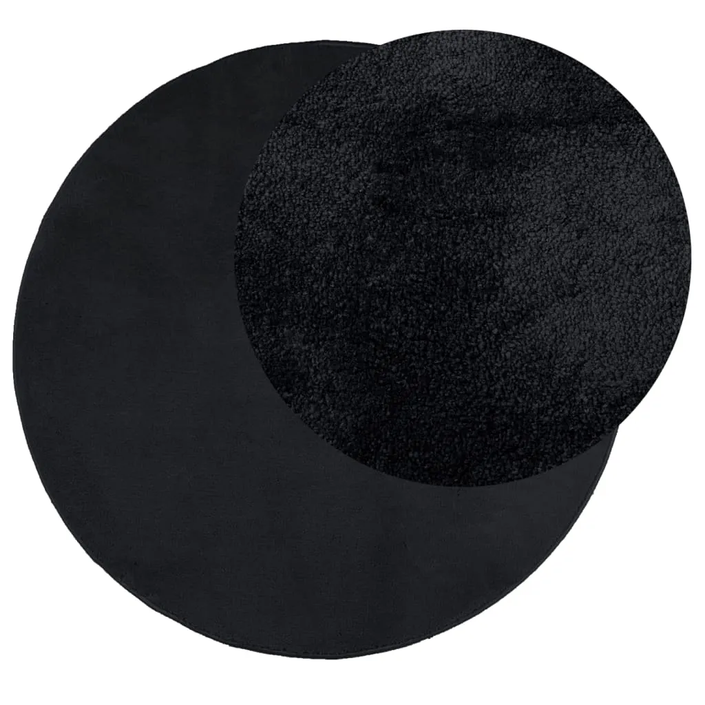 vidaXL Rug OVIEDO Short Pile Black Ø 200 cm - Luxurious Round Area Rug for Elegant Home Decor