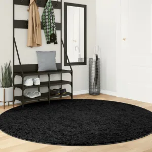 vidaXL Rug OVIEDO Short Pile Black Ø 200 cm - Luxurious Round Area Rug for Elegant Home Decor