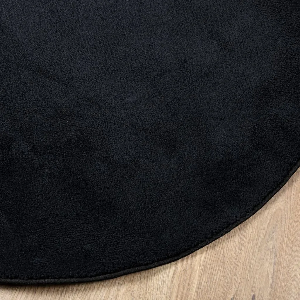 vidaXL Rug OVIEDO Short Pile Black Ø 200 cm - Luxurious Round Area Rug for Elegant Home Decor