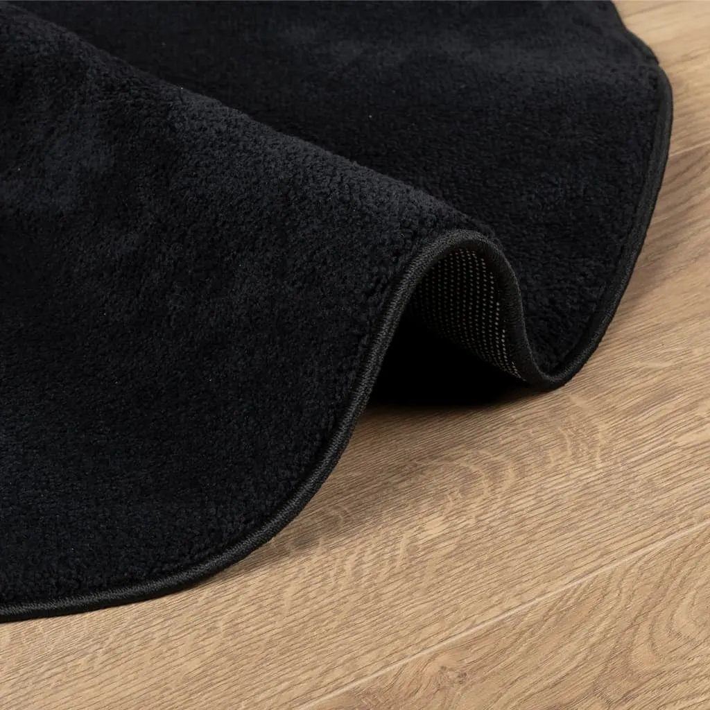 vidaXL Rug OVIEDO Short Pile Black Ø 200 cm - Luxurious Round Area Rug for Elegant Home Decor