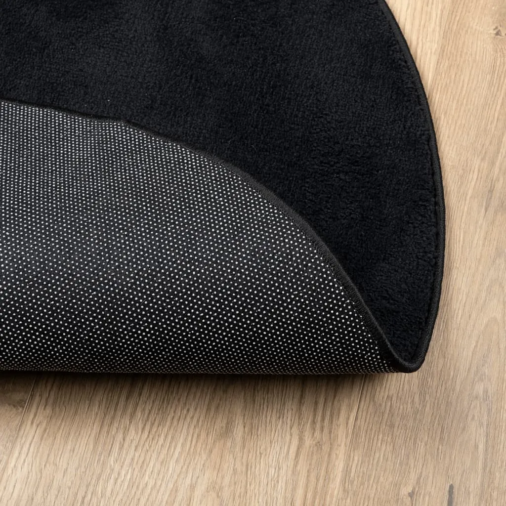 vidaXL Rug OVIEDO Short Pile Black Ø 200 cm - Luxurious Round Area Rug for Elegant Home Decor